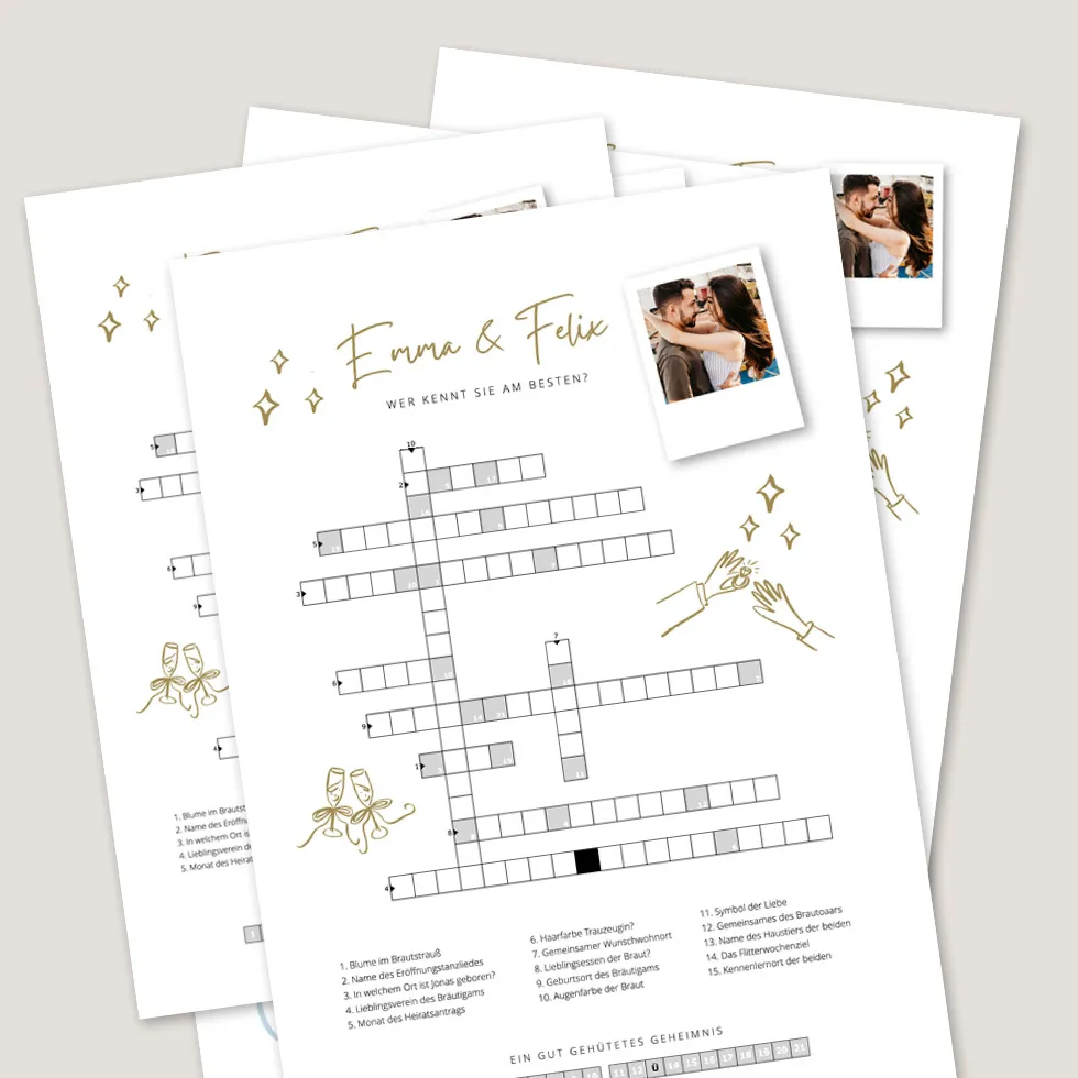 Kreuzworträtsel Spiel Hochzeit