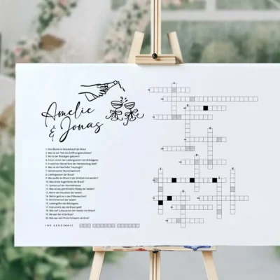 Kreuzworträtsel Schild Hochzeit Sip & Solve