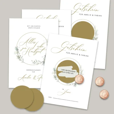 Gutscheine 12 Monate erstes Ehejahr Hochzeit