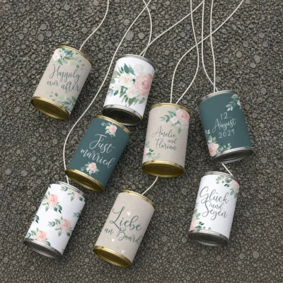 Blechdosen Hochzeit Auto Blumendesign