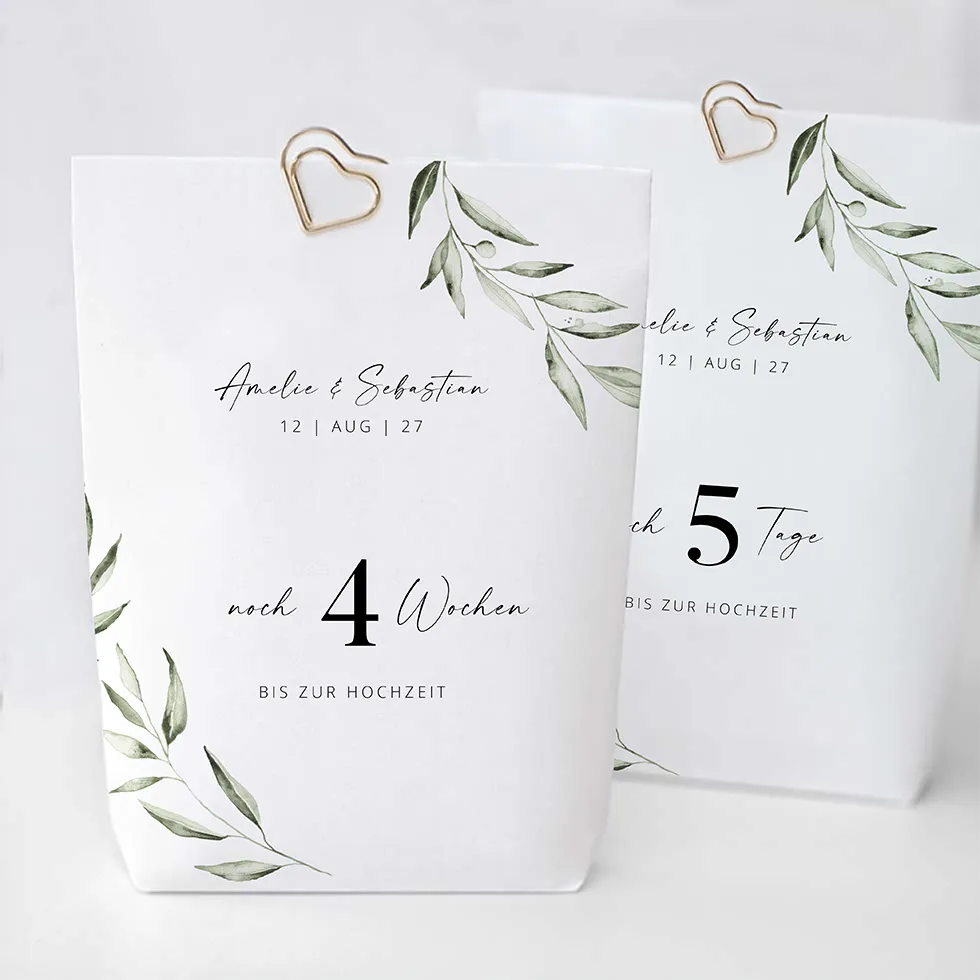 Countdown Kalender Hochzeit Geschenke Zweige