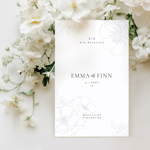 Einladungskarten Hochzeit elegant Blumen