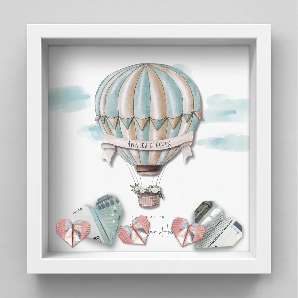 Geldgeschenk Heißgluftballon Bilderrahmen