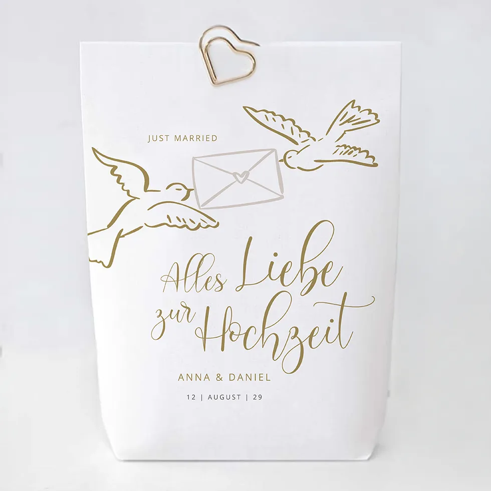Wundertüte Tauben Hochzeit Liebesbrief Geldgeschenk
