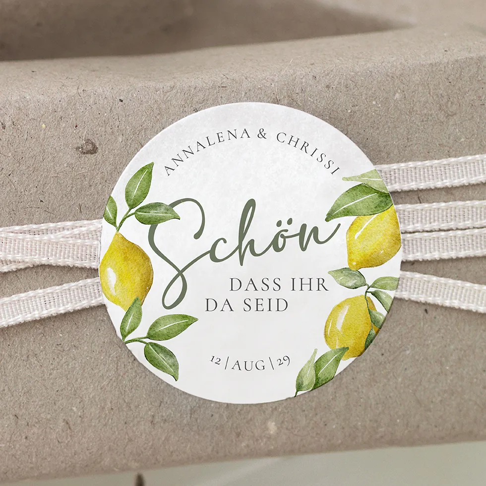 Gastgeschenk Aufkleber Zitronen
