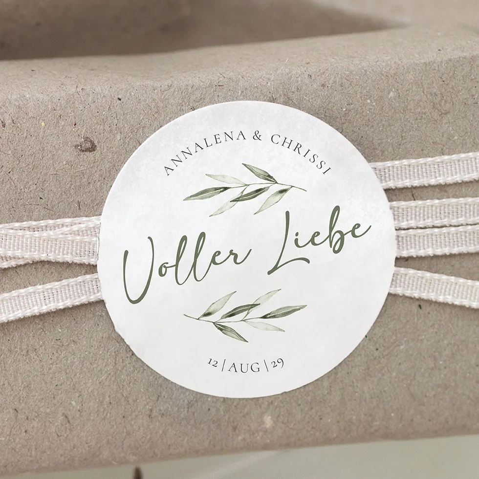 Gastgeschenk Aufkleber voller Liebe