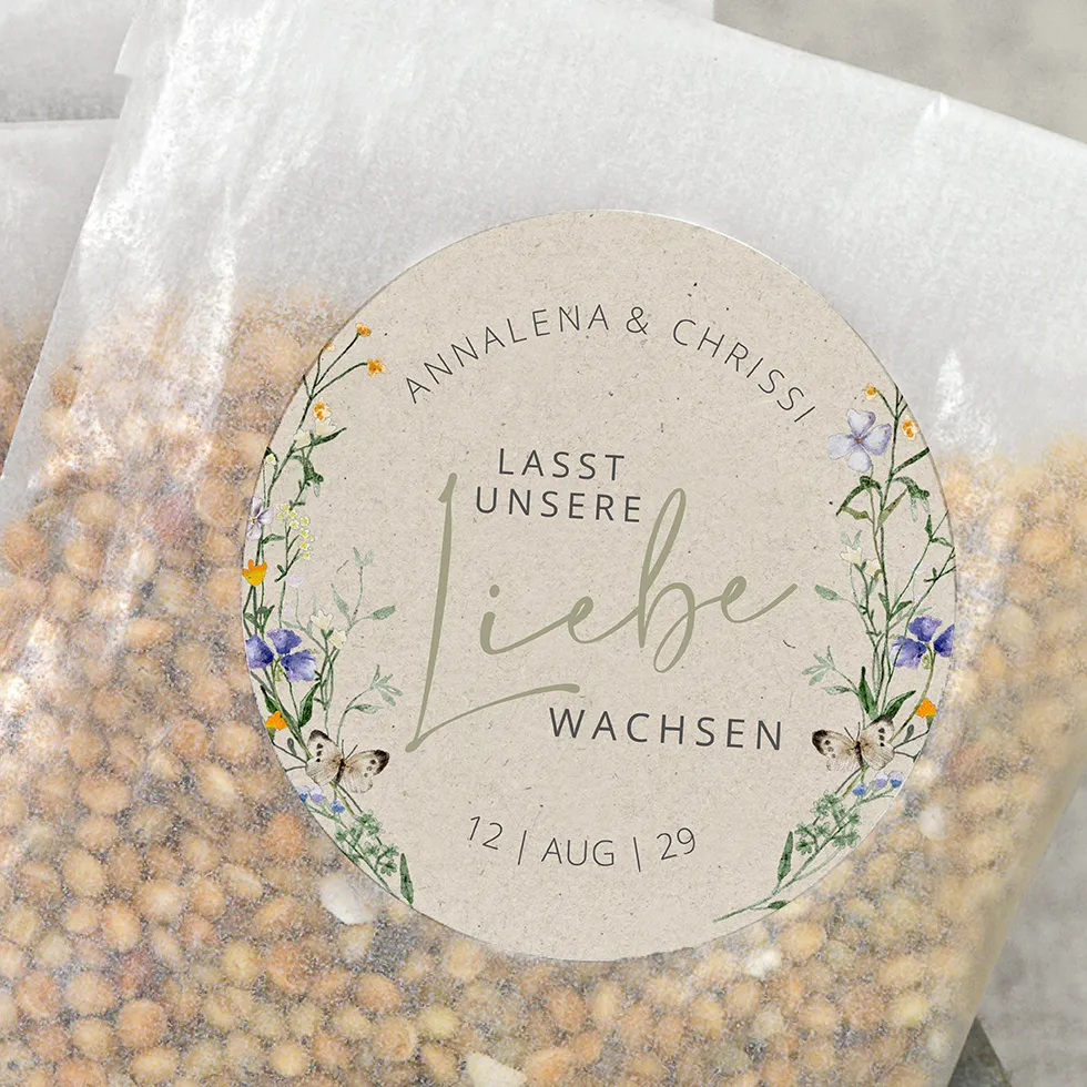 Gastgeschenk Blumensamen Aufkleber
