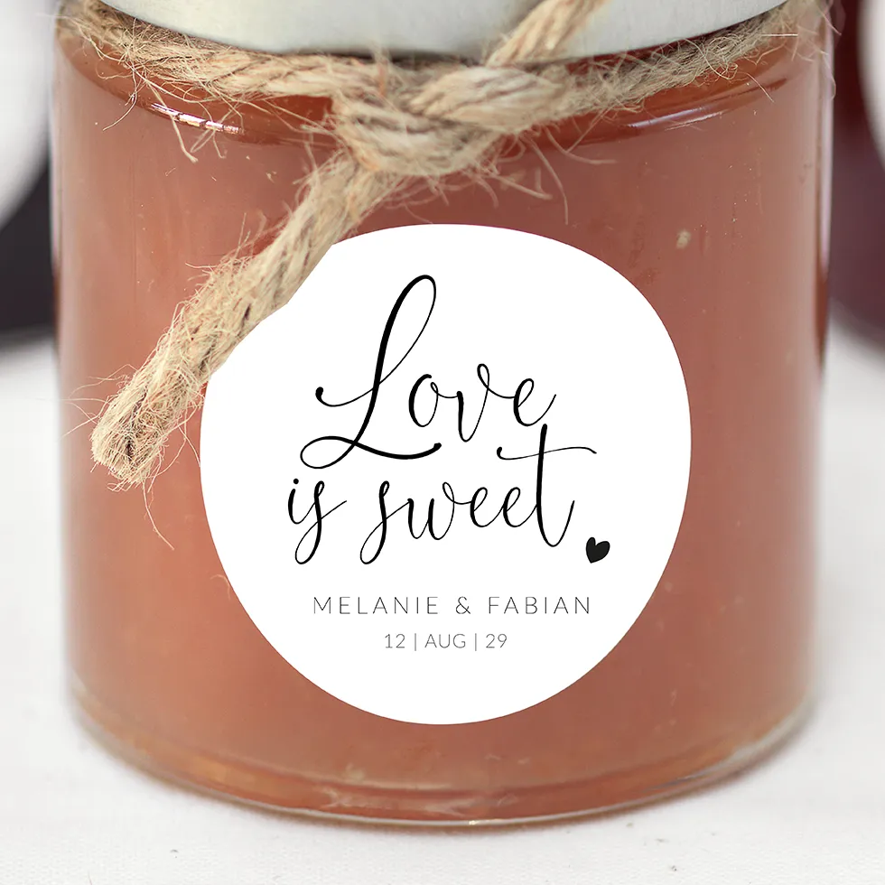 Gastgeschenk Aufkleber Marmelade Herz