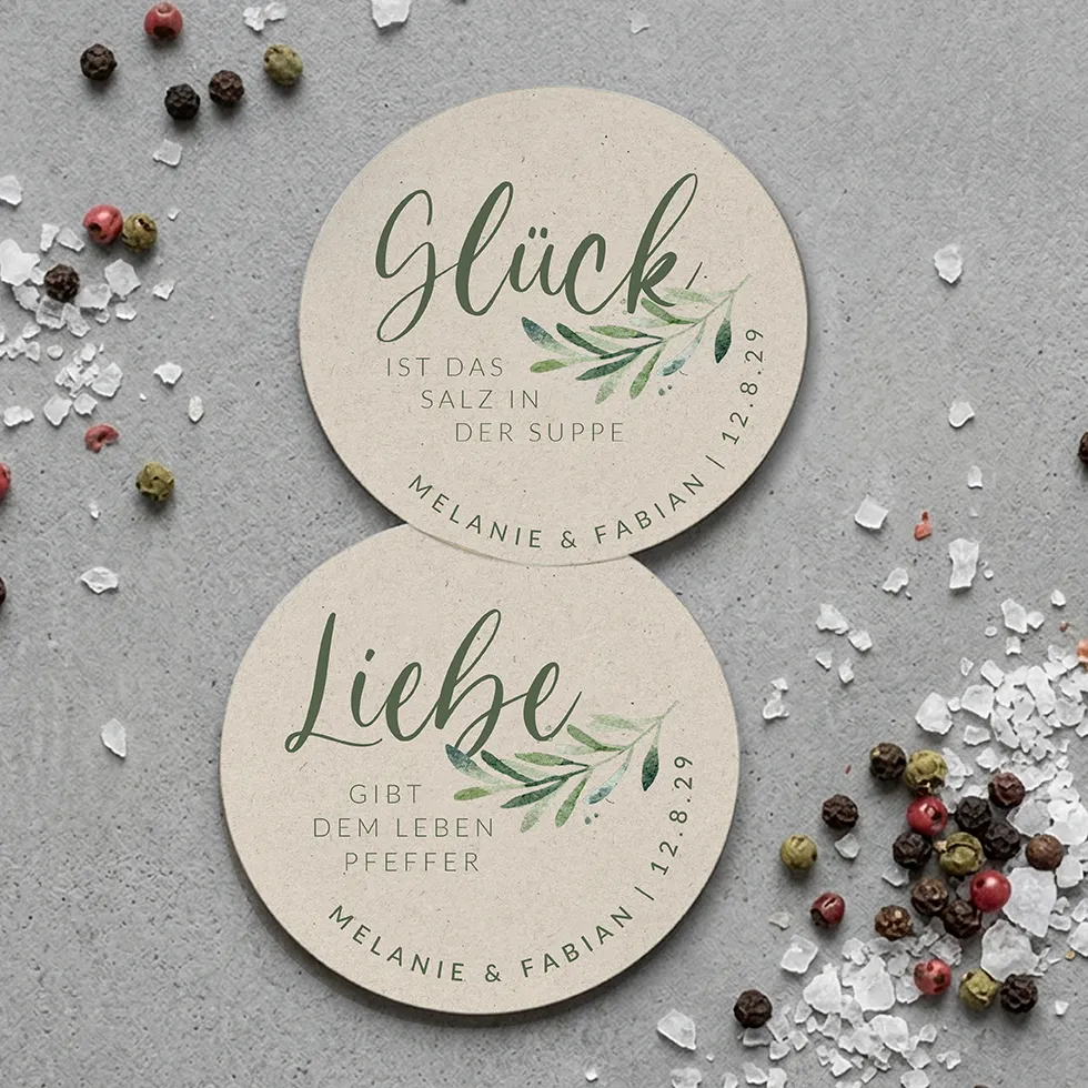 Gastgeschenk Aufkleber Salz & Pfeffer Kraftpapier