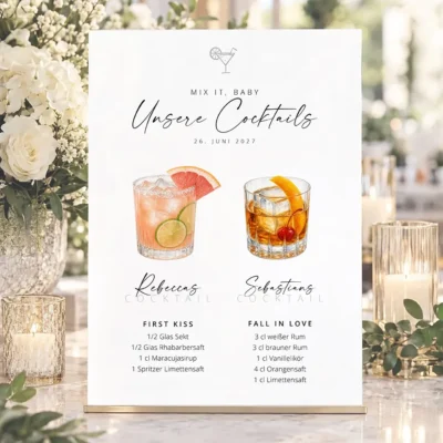 Sgnature Cocktails Hochzeit Schild modern